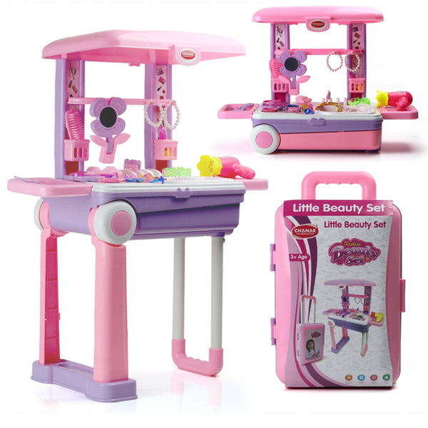The Ultimate Beauty Set On Wheels for Girls, Makeup Kit is Easy to Clean & Use, Portable Beauty Set with 25 Pieces
