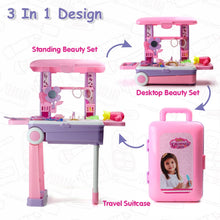 The Ultimate Beauty Set On Wheels for Girls, Makeup Kit is Easy to Clean & Use, Portable Beauty Set with 25 Pieces