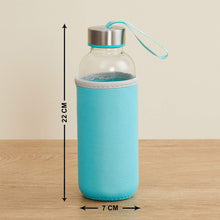 glass water bottle, portable 500 ml, with cover.