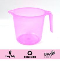 Plastic Round Transparent Bath Water Mug (5 pc / Mix colour / 1200 ML)