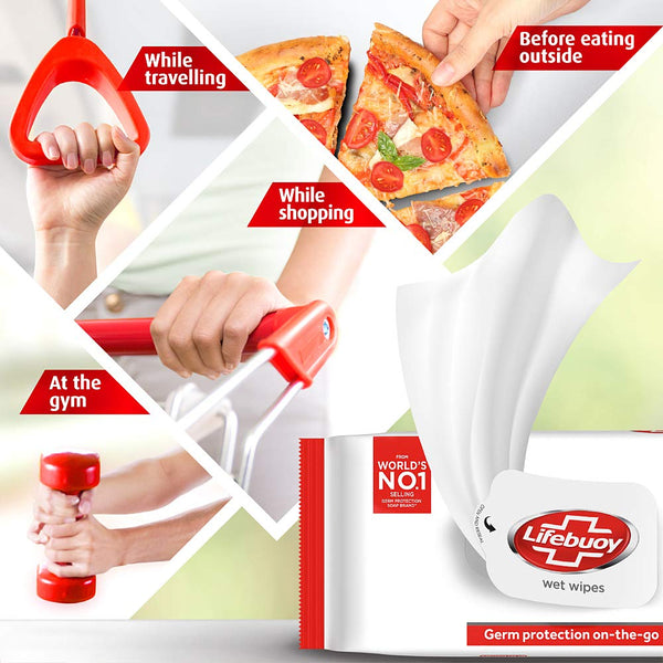Lifebuoy Wet Wipes Germ Protection On the Go, (20 Wipes)