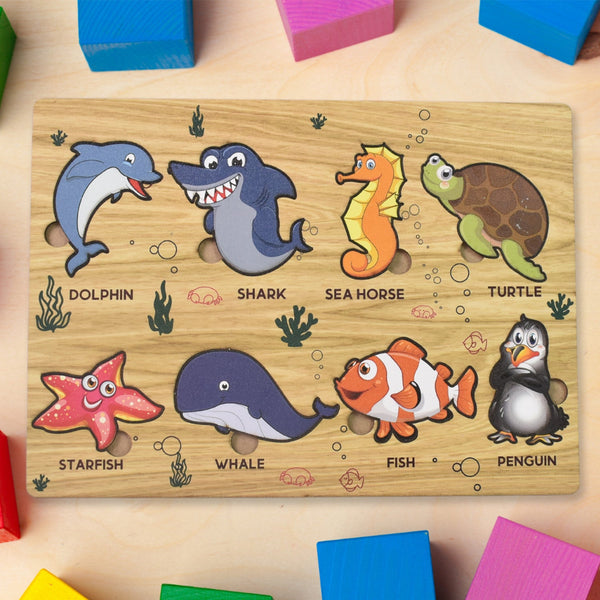 Coogam Wooden Sea Animal Puzzle Board