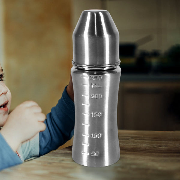 Stainless Steel Baby Feeding Bottle, Milk Bottle for New Born / Infants / Toddler Up to 3 Years, BFA Free (250 ML Approx)