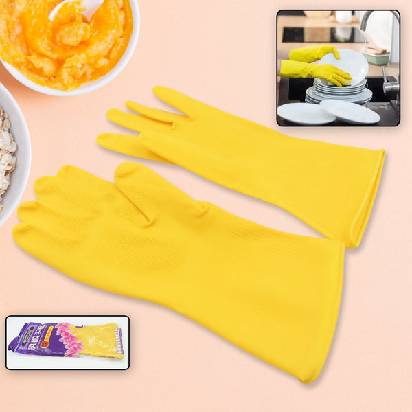 Multipurpose Rubber Cleaning Gloves: Reusable, Wet & Dry Use (1 Pair)