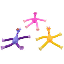 LED Telescopic Suction Cup Giraffe Toy, Pop Tubes Fidget Toys, Shape Changing Telescopic Sensory Tubes Fidget Tubes Sensory Toys Suction Toy, Funny Gift (3 Pcs Set)