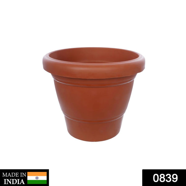 Durable brown plastic planter pot for small plants