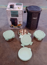 4In1 Tiffin Box-Lunch Box | 3 Stainless Steel Containers 300 Ml Approx & Plastic Salad Container 200 Ml Approx| Plastic lid Box | Round Zip Bag | Leak Proof | Microwave Safe for Office, College and School for Men, Women 