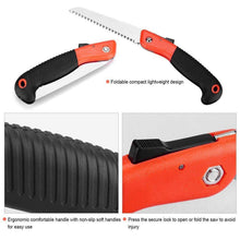 Saw for camping and wood cutting, designed for easy folding.