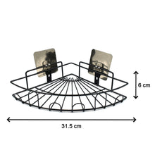 Wall-mounted shower caddy corner for space-saving bathroom storage.