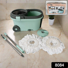 Quick Spin Mop Steel Spin, Bucket Floor Cleaning, Easy Wheels & Big Bucket, Floor Cleaning Mop With Bucket, 2 Micro fiber head / Refill