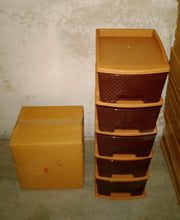 Brown plastic modular drawer system