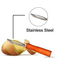 Stainless steel peeler for vegetables, wooden handle