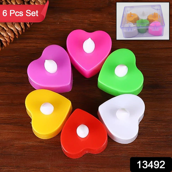 LED Tealights, Smokeless Plastic Decorative Candles (Pack Of 6 / Multicolor)